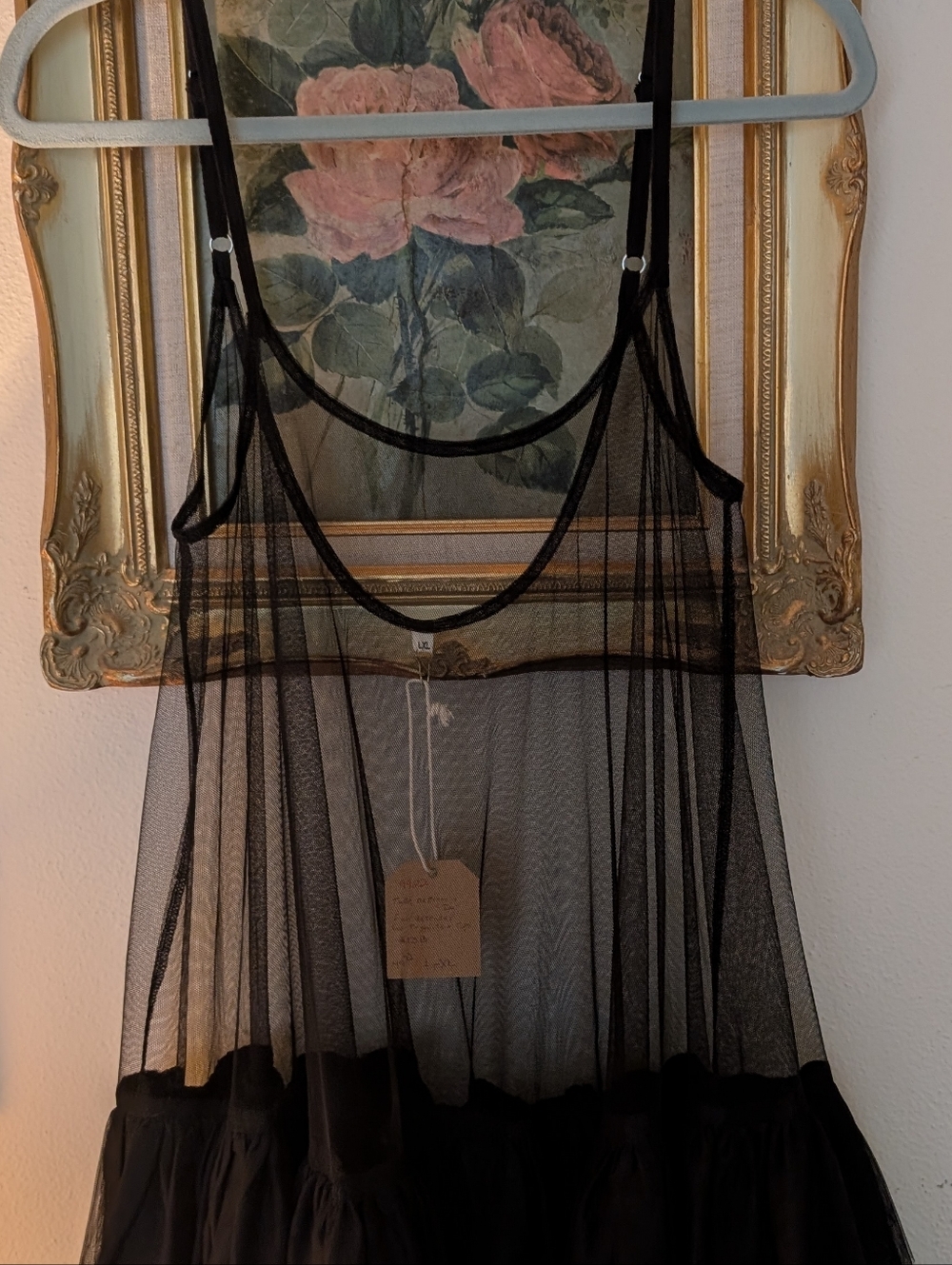 Black Slip Dress or Tunic w tuling, Amazing!! New!